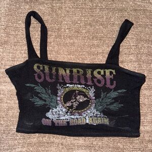 Full Tilt Black Sunrise Graphic Crop Top